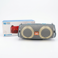 Parlante Inalámbrico Portátil T&G TG642 - Doble Bocina con Luces LED y Enganches para Correa (Gris / Azul Claro)