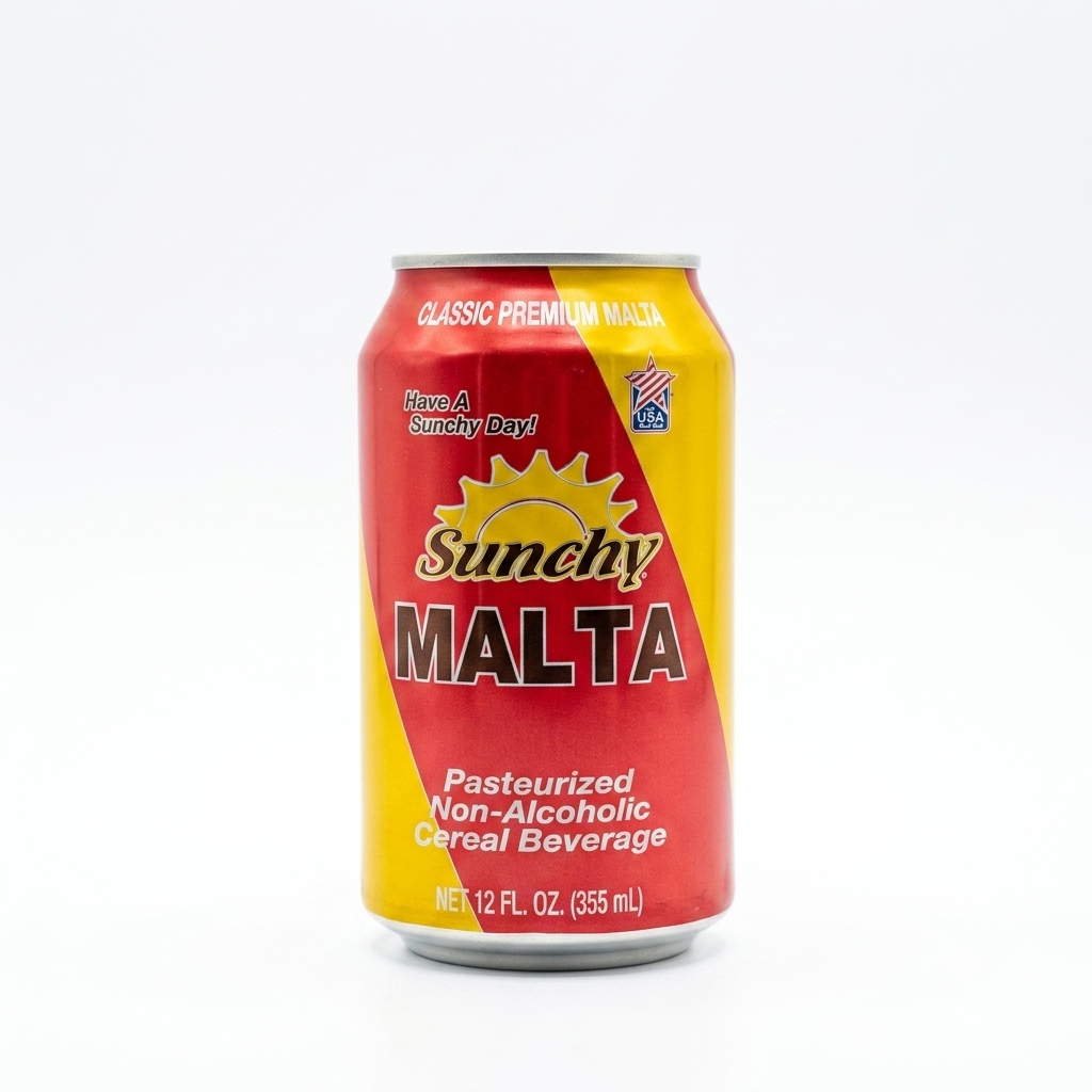 Malta Sin Alcohol Sunchy 355 ml (12 fl oz) - Bebida Clásica de Cereal Pasteurizada