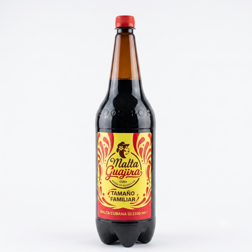 Bebida de Malta Sin Alcohol Malta Guajira 1500 ml - Malta Tradicional Cubana Tamaño Familiar