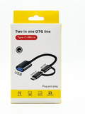 Cable Adaptador OTG 2 en 1 – USB Tipo-C y Micro-USB a USB Hembra (Plug and Play)