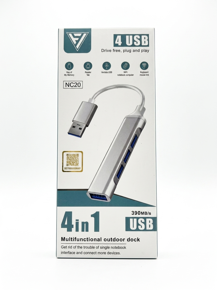Hub USB 4 en 1 NC20 - Adaptador Multipuerto USB (390 MB/s)
