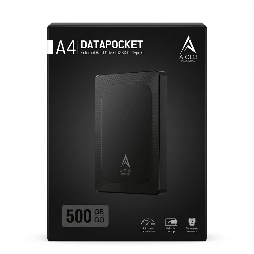 Disco Duro Externo AIOLO A4 Datapocket - 500 GB (USB 3.0 / Tipo C)