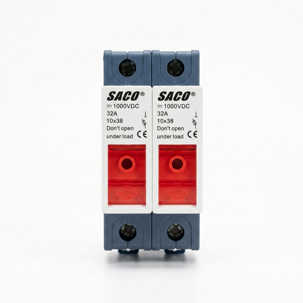 Base Portafusible Bipolar SACO - 1000V DC / 32A (Riel DIN)