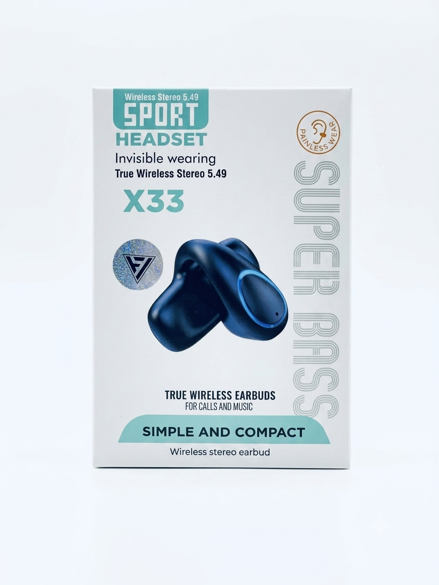 Auriculares Inalámbricos Deportivos X33 - Super Bass (True Wireless Stereo 5.49)