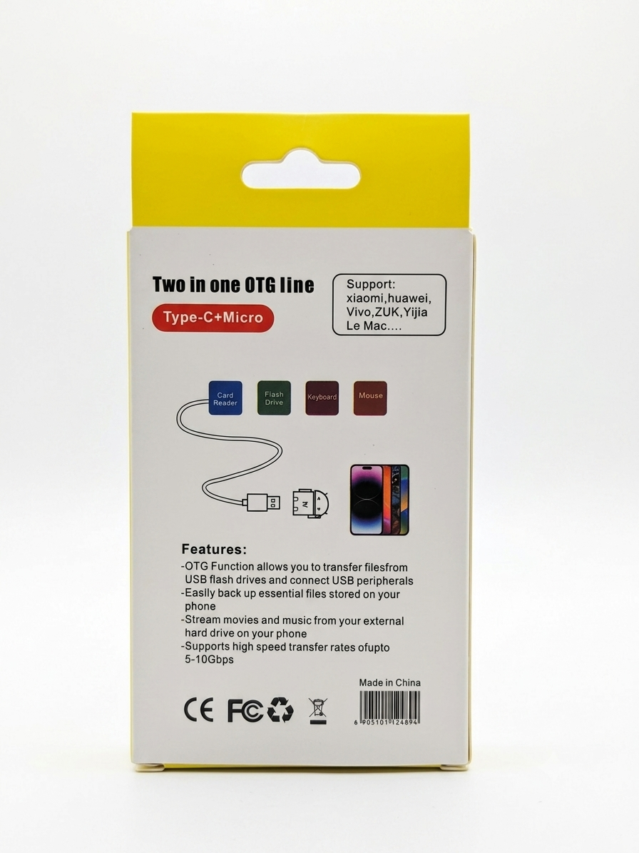 Cable Adaptador OTG 2 en 1 – USB Tipo-C y Micro-USB a USB Hembra (Plug and Play)